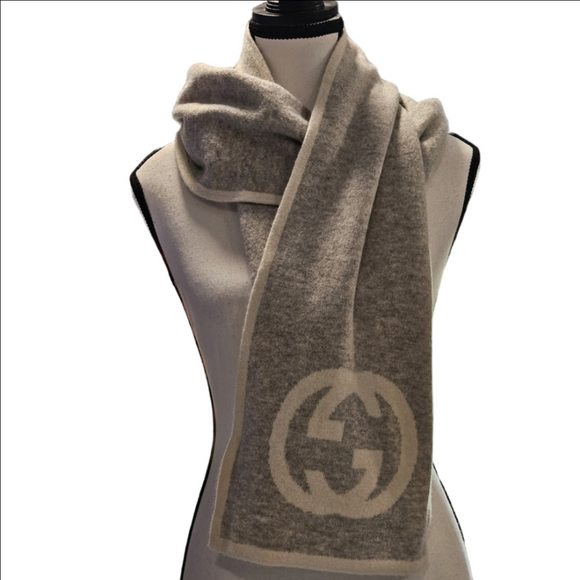 EUC Gucci Cashmere Gray and Cream Scarf - Picture 3 of 11